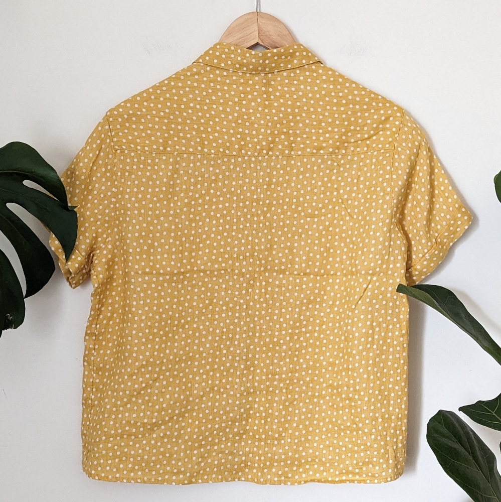 Rachel Zoe | Linen | Yellow + White Polka Dot Button Top - Picture 6 of 9